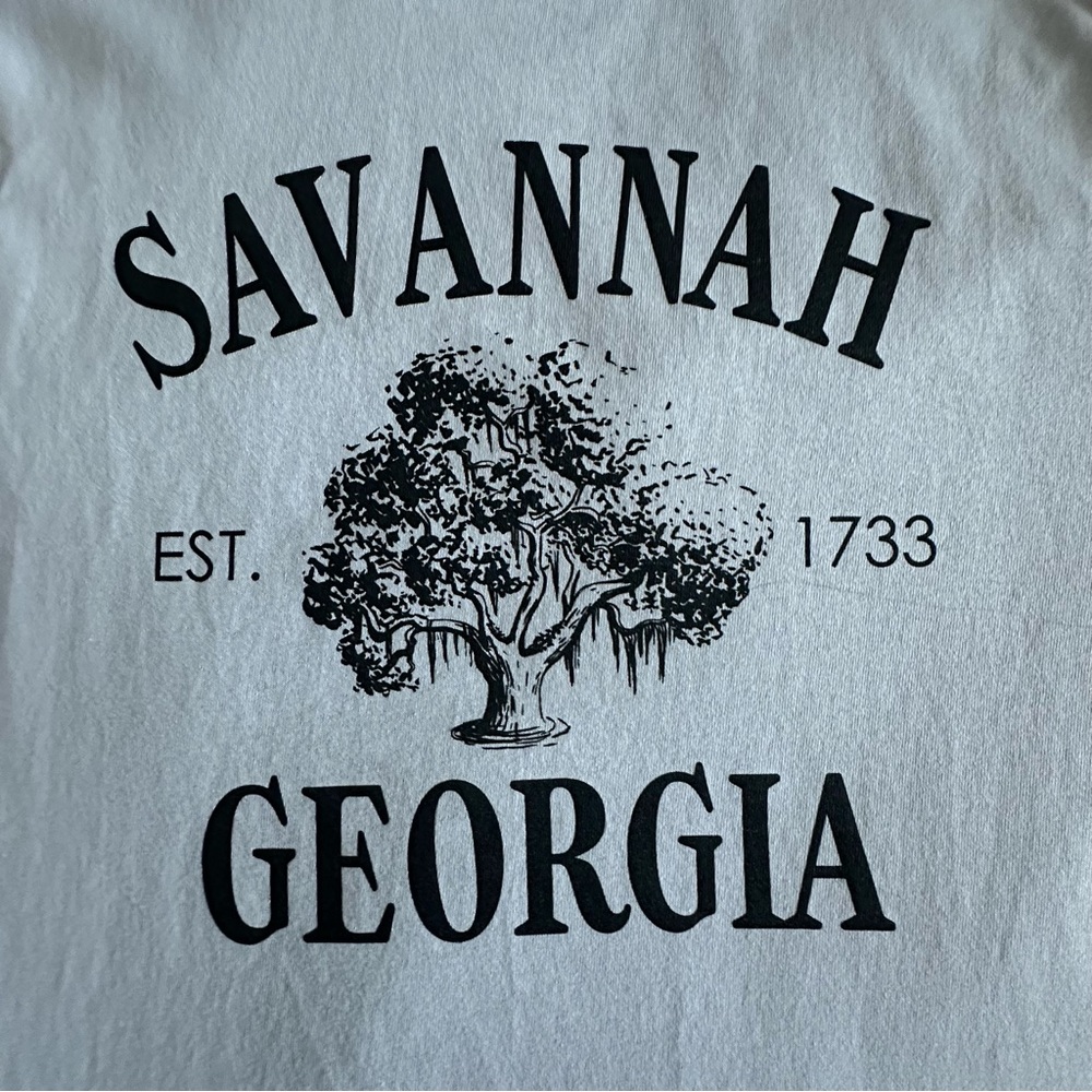 Port & Company Sm Gray Short Sleeve Cotton Savannah Georgia Graphic Tee Shirt - Picture 2 of 10
